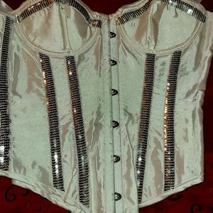 XL Sequin embellished Lace Up Corset